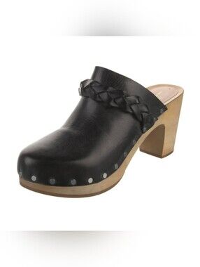 Loeffler Randall Merrill Braided Leather High Heel Clog (black) Size 7
